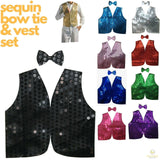 Mens SEQUIN VEST Dance Costume Party Coat Disco Accessory Sparkle Waistcoat - Hot Pink