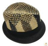 3 Tone Lattice Weave PAPER STRAW TRILBY HAT Fedora Trim Sun Summer Cap - M (57cm)