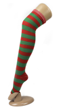 Christmas Over The Knee Socks Red Green Xmas Candy Cane Striped Socks Elf