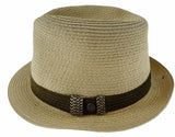 Dents Mens Straw Hat Toyo Trilby Fedora Summer Sun Stingy Brim  - Natural/Brown - S/M