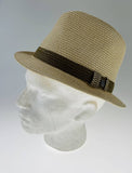 Dents Mens Straw Hat Toyo Trilby Fedora Summer Sun Stingy Brim  - Natural/Brown - S/M