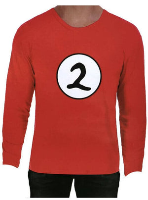Dr. Seuss Adult Cat In The Hat Thing 2 Long Sleeve Red Top Costume Book Week - L