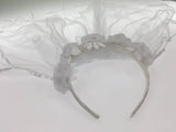 Hen's Party VEIL HEADBAND White Bride To Be Flowers Bridal Shower Bachelorette