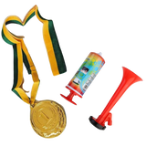 1st Gold Medal Winner + Air Horn Party Set School Sports Day Olympics Ribbon