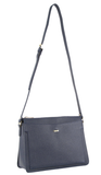 Morrissey Italian Structured Leather Cross Body Handbag Tote Bag (MO3162) - Navy