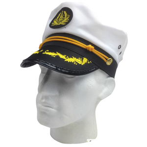 Captain Hat Adult Party Costume Skipper Sailor Ship Captain Cap - White/Black