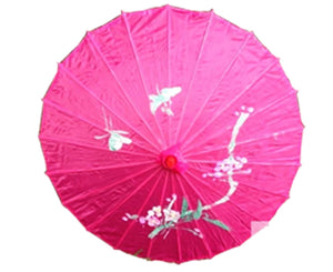 PARASOL UMBRELLA Chinese Japanese Bamboo Flower Pattern Fabric 80cm Diameter - Hot Pink