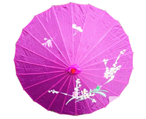 PARASOL UMBRELLA Chinese Japanese Bamboo Flower Pattern Fabric 80cm Diameter - Purple