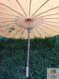 PARASOL UMBRELLA Chinese Japanese Bamboo Flower Pattern Fabric 80cm Diameter - Yellow