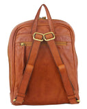 Pierre Cardin Woven Leather Ladies Backpack Bag Travel - Cognac