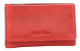 Pierre Cardin Womens Soft Italian Leather RFID Purse Wallet Rustic Trifold - Red