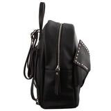 Milleni Black Leather Look Backpack Bag with Bow Detail