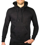 Adult Mens 100% Cotton Fleece Hoodie Jumper Pullover Sweater Warm Sweatshirt - Black - L