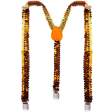 Mens Suspenders Braces Adjustable Strong Clip On Elastic Formal Wedding Slim - Orange (Sequin)