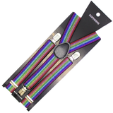 Mens Suspenders Braces Adjustable Strong Clip On Elastic Formal Wedding Slim - Rainbow (Glitter)