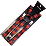 Mens Suspenders Braces Adjustable Strong Clip On Elastic Formal Wedding Slim - Tartan 1