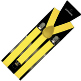 Mens Suspenders Braces Adjustable Strong Clip On Elastic Formal Wedding Slim - Yellow