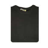 100% SHETLAND WOOL CREW Round Neck Knit JUMPER Pullover Mens Sweater Knitted - Plain Black - 6XL