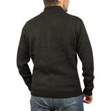 100% SHETLAND WOOL Half Zip Up Knit JUMPER Pullover Mens Sweater Knitted - Plain Black - 3XL