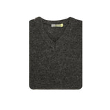 100% Shetland Wool V Neck Knit Jumper Pullover Mens Sweater Knitted - Charcoal (29) - 6XL