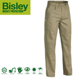 Bisley Mens Insect Protection Drill Work Pants Trousers - Khaki - 82cm