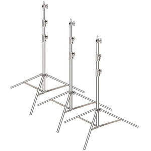 3Pcs 260cm Heavy Duty Stainless Steel Light Stand for Photo and Video