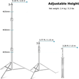 3Pcs 260cm Heavy Duty Stainless Steel Light Stand for Photo and Video