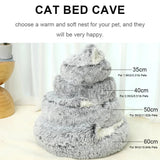 PawfectFriend Cozy Burrowing Cave Pet Bed for Dogs Cats Kitten Plush Warm Soft Sleeping Nest - gray small