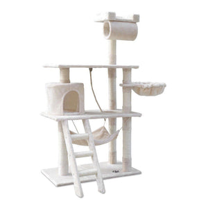 158cm Cat Tree Scratching Post Scratcher Pole Gym Toy House Furniture Multilevel - beige