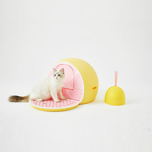 Vetreska Fruity Portable Cat Kitty Toilet Litter Box Tray House Lid Scoop Set Grapefruit