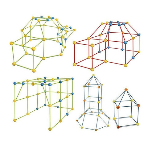 217pcs Kids Construction Fort Building Kit Castles 3D Play House Tent Toys