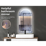 Arched LED Wall Mirror Bathroom Mirrors Makeup Anti-fog Waterproof 600mm x 1000mm