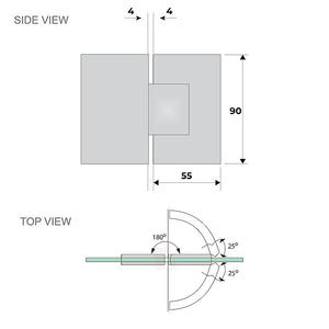 120cm Frameless Glass Bath Screen with Stainless Steel Brackets - Black