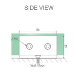 90cm Frameless Glass Bath Screen with Stainless Steel Brackets - Gold