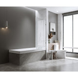 90cm Frameless Glass Bath Screen with Stainless Steel Brackets - Gunmetal