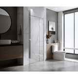 120cm Wall to Wall Frameless Shower Screen with Chrome Brackets and SS Hinges, Square Knob Handle