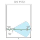 120x70cm Corner Frameless Shower Screen with White Brackets and SS Hinges, Round Knob Handle