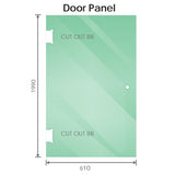 90x80cm Corner Frameless Shower Screen with Gold Brackets and SS Hinges, Square Double Pull Handle