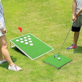 Golf Cornhole Game With Chipping Mats, Golf Balls, Putters