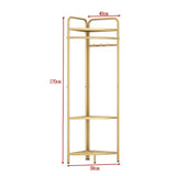 Corner Gold Clothing Rack Clothes Bedroom Storage