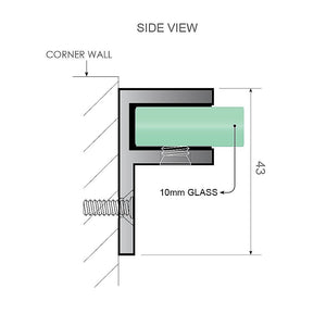 110x200cm Single Shower Glass Screen with White Wall F-Brackets