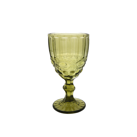 Faubourg Embossed Wine Glass - 310ml Green