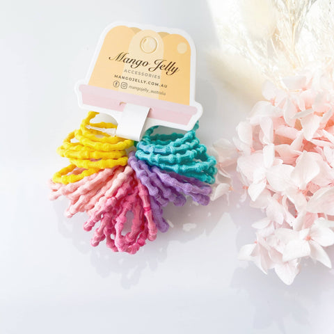 MANGO JELLY Kids Hair Ties (3cm) - Bamboo Candy - Three Pack