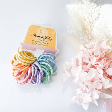 MANGO JELLY Kids Hair Ties (3cm) - Silky Pop Pastel -Twin Pack