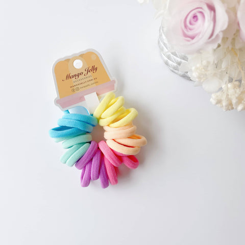 MANGO JELLY Metal Free Hair Ties (3cm) - Classic Pastel 24P - Three Pack