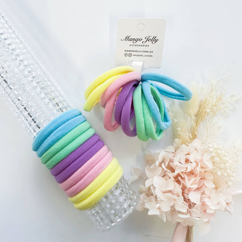 MANGO JELLY Metal Free Hair ties (4.5cm) - Pastel Mixed 10P - One Pack