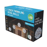 LED Twinkle Petal Balls 10cm 5-Pack Cool-Warm White or Multicolor - Multicolor