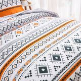 Boho Comforter Set, Queen/King Size, Reversible Orange Geometric 3-Piece Bedding Collection