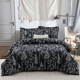 Floral Leaves Comforter Set, Queen/King Size, Microfiber Quilted Bedding with Pillowcase