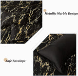 Black Gold Metallic Marble Comforter Set, Queen/King Size, Foil Print Glitter 3-Piece Bedding